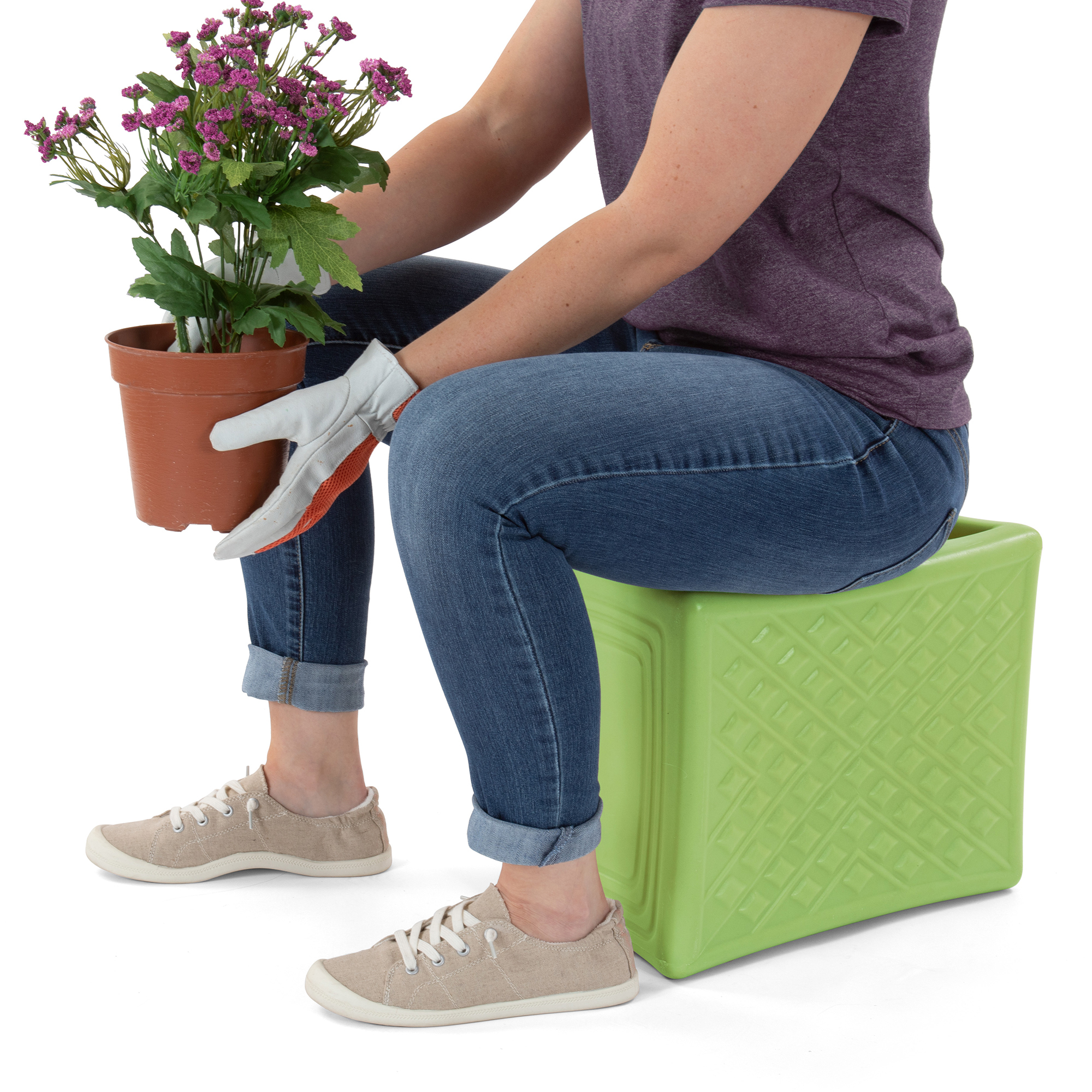 Simplay3 Company Handy Home Garden Seat - 3 Adjustable Heights, Double-Wall Plastic, Portable, Model# 416050-02